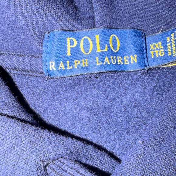 Ralph Lauren men’s Navy Hoodie with embroidered Polo horses and sleeve appliqué - Picture 3 of 3